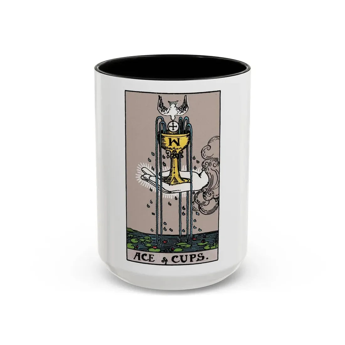 The Ace of Cups (Tarot Card) Accent Coffee Mug 15oz Black - Go Mug Yourself