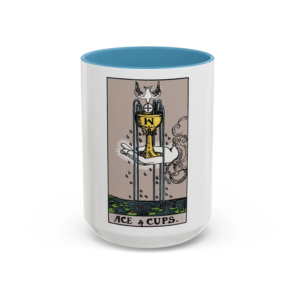 The Ace of Cups (Tarot Card) Accent Coffee Mug-15oz-Light Blue-Go Mug Yourself