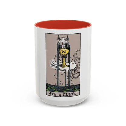 The Ace of Cups (Tarot Card) Accent Coffee Mug 15oz Red - Go Mug Yourself