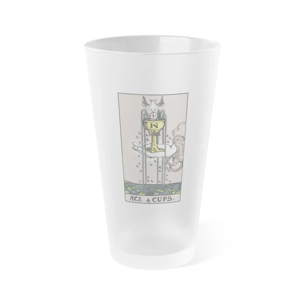 The Ace of Cups (Tarot Card) Frosted Pint Glass 16oz-Go Mug Yourself