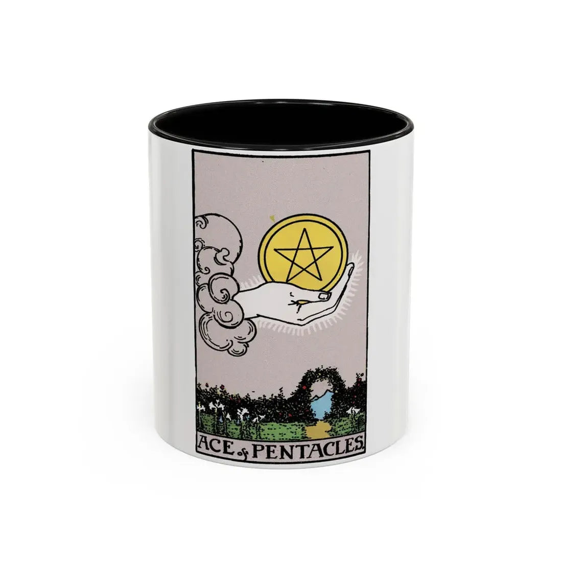 The Ace of p of Pentacles (Tarot Card) Accent Coffee Mug 11oz Black - Go Mug Yourself