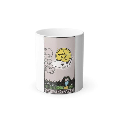 The Ace of p of Pentacles (Tarot Card) Color Changing Mug 11oz-11oz-Go Mug Yourself