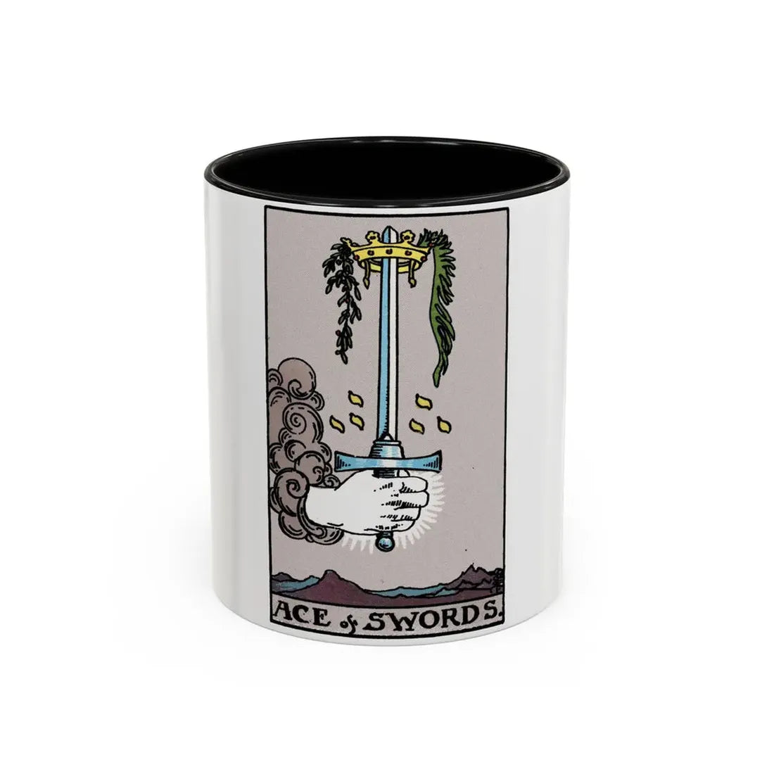 The Ace of Swords (Tarot Card) Accent Coffee Mug 11oz Black - Go Mug Yourself