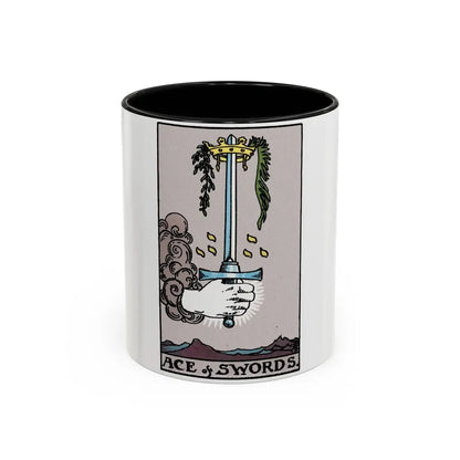 The Ace of Swords (Tarot Card) Accent Coffee Mug 11oz Black - Go Mug Yourself