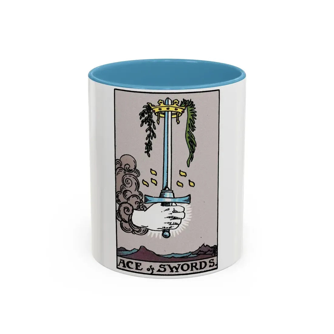The Ace of Swords (Tarot Card) Accent Coffee Mug 11oz Light Blue - Go Mug Yourself