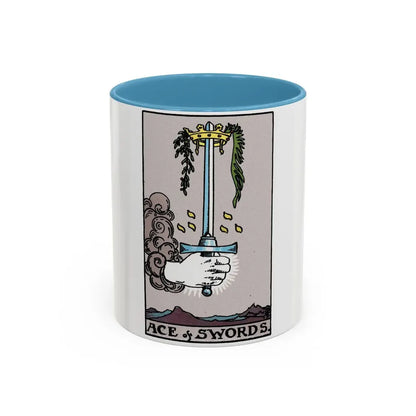 The Ace of Swords (Tarot Card) Accent Coffee Mug 11oz Light Blue - Go Mug Yourself