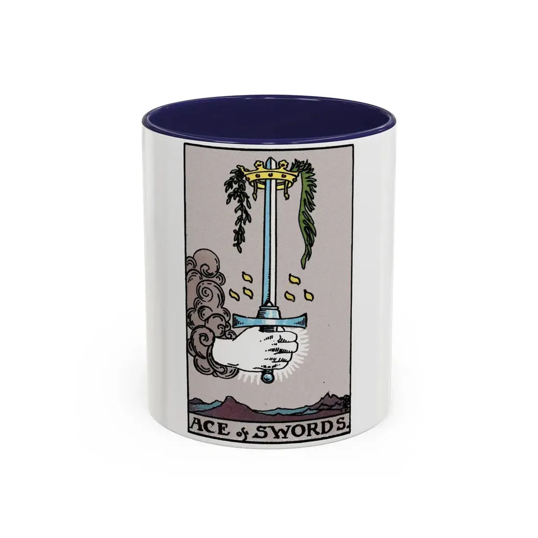The Ace of Swords (Tarot Card) Accent Coffee Mug 11oz Navy - Go Mug Yourself