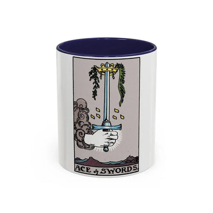 The Ace of Swords (Tarot Card) Accent Coffee Mug 11oz Navy - Go Mug Yourself