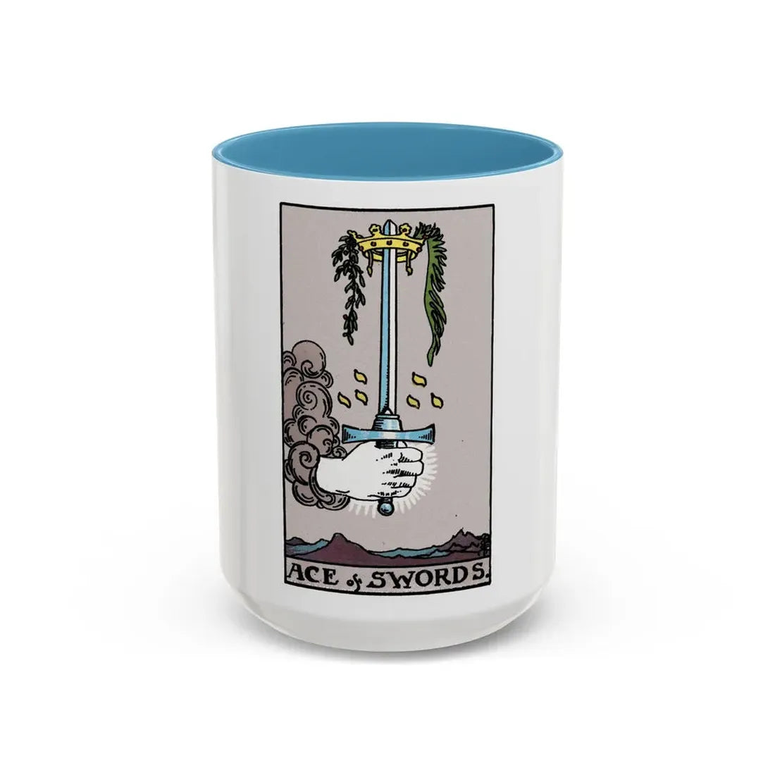 The Ace of Swords (Tarot Card) Accent Coffee Mug 15oz Light Blue - Go Mug Yourself