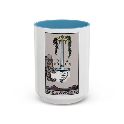 The Ace of Swords (Tarot Card) Accent Coffee Mug 15oz Light Blue - Go Mug Yourself