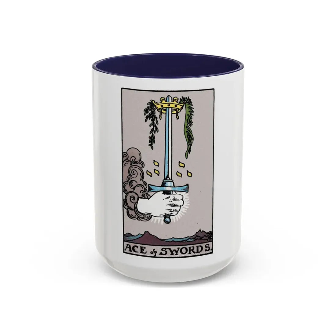 The Ace of Swords (Tarot Card) Accent Coffee Mug 15oz Navy - Go Mug Yourself