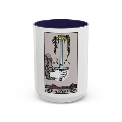 The Ace of Swords (Tarot Card) Accent Coffee Mug 15oz Navy - Go Mug Yourself