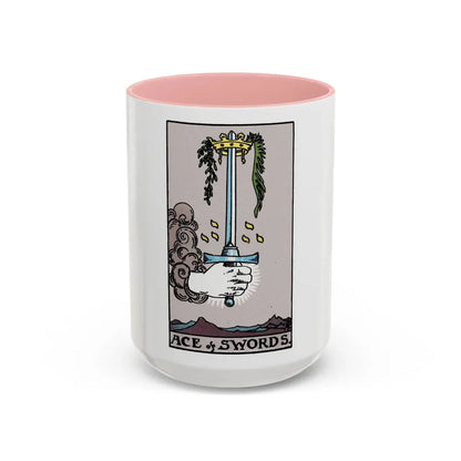 The Ace of Swords (Tarot Card) Accent Coffee Mug 15oz Pink - Go Mug Yourself