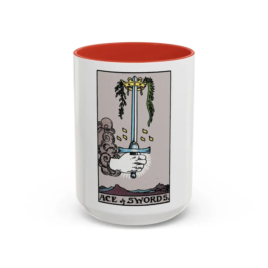 The Ace of Swords (Tarot Card) Accent Coffee Mug 15oz Red - Go Mug Yourself