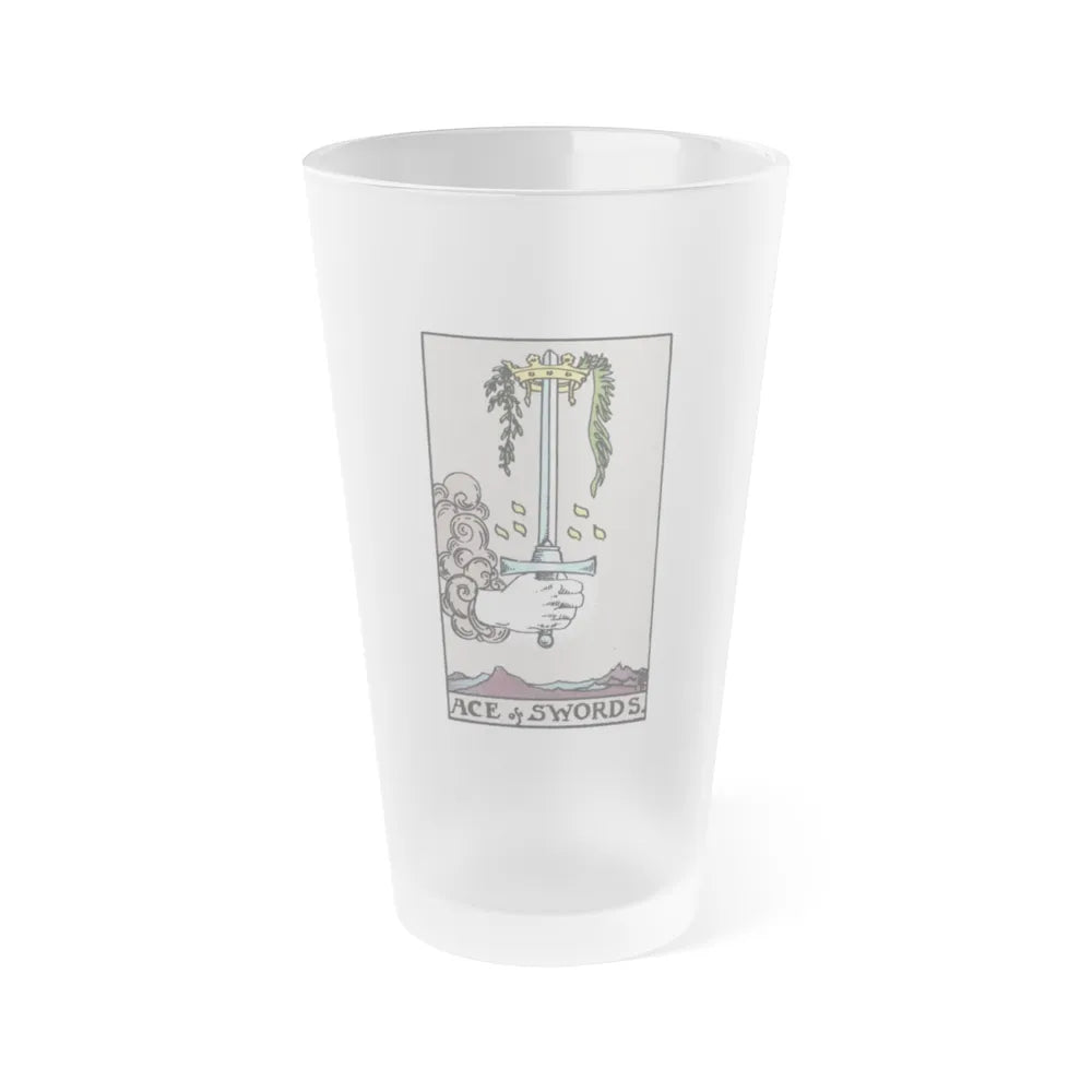 The Ace of Swords (Tarot Card) Frosted Pint Glass 16oz-Go Mug Yourself