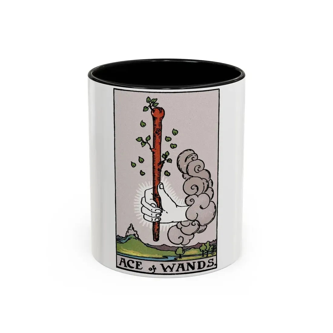 The Ace of Wands (Tarot Card) Accent Coffee Mug 11oz Black - Go Mug Yourself