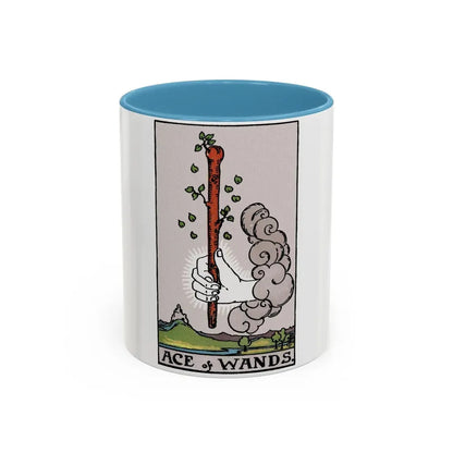 The Ace of Wands (Tarot Card) Accent Coffee Mug 11oz Light Blue - Go Mug Yourself