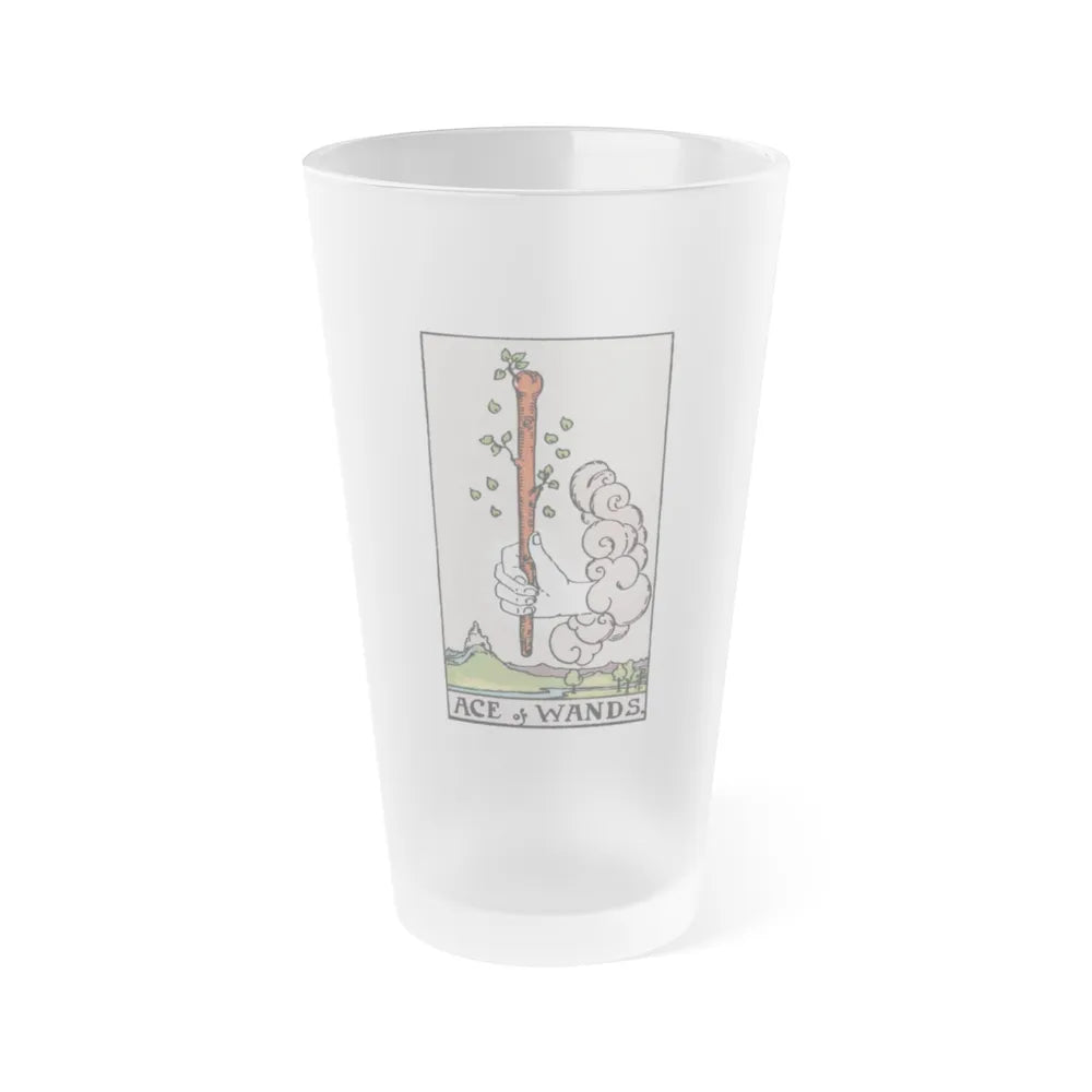 The Ace of Wands (Tarot Card) Frosted Pint Glass 16oz-Go Mug Yourself