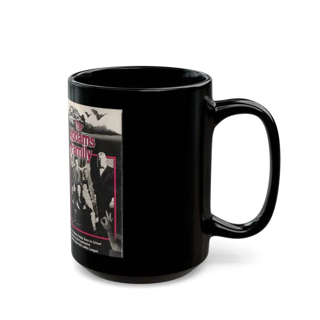 THE ADAM FAMILY THE AND FAMILY GOES TO SCHOOL (VHS COVER) - Black Coffee Mug - Go Mug Yourself