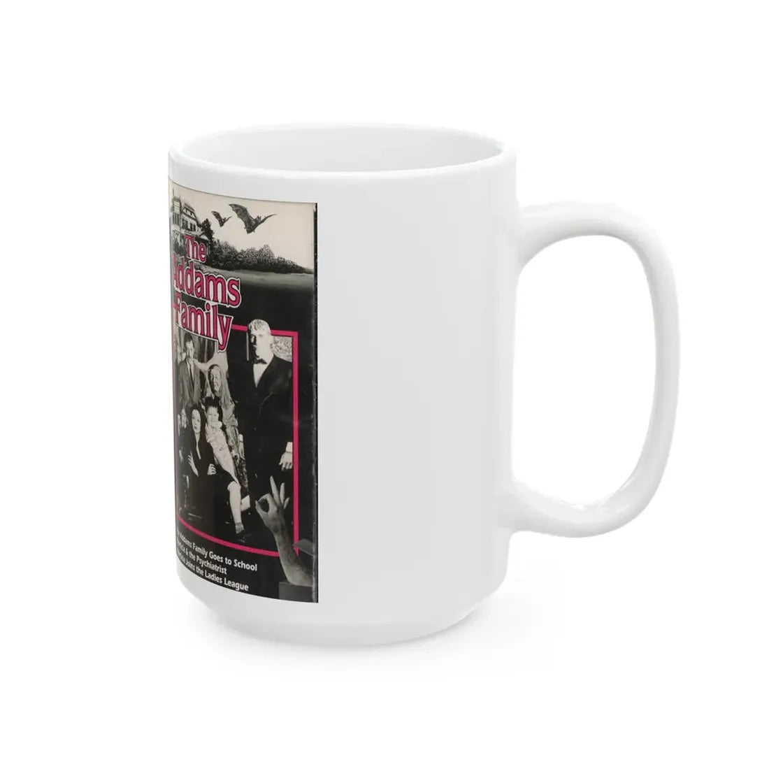 THE ADAM FAMILY THE AND FAMILY GOES TO SCHOOL (VHS COVER) - White Coffee Mug - Go Mug Yourself