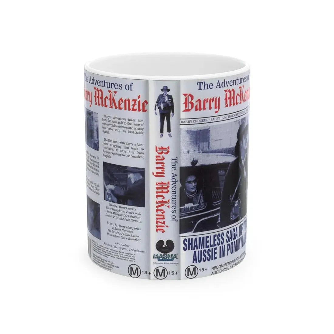 THE ADVENTURES OF BARRY MCKENZIE (VHS COVER) - White Coffee Mug 11oz - Go Mug Yourself