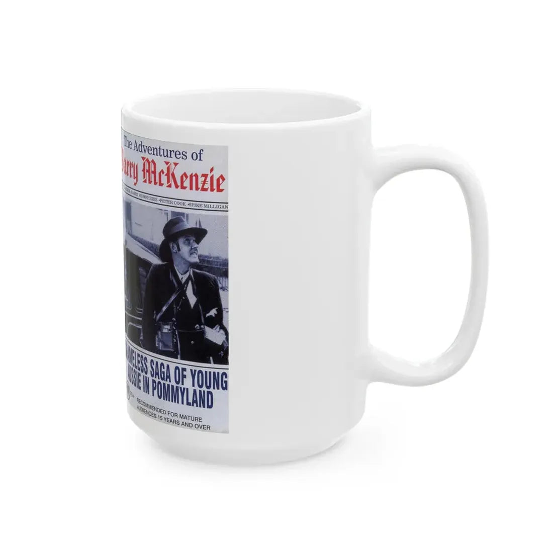 THE ADVENTURES OF BARRY MCKENZIE (VHS COVER) - White Coffee Mug - Go Mug Yourself