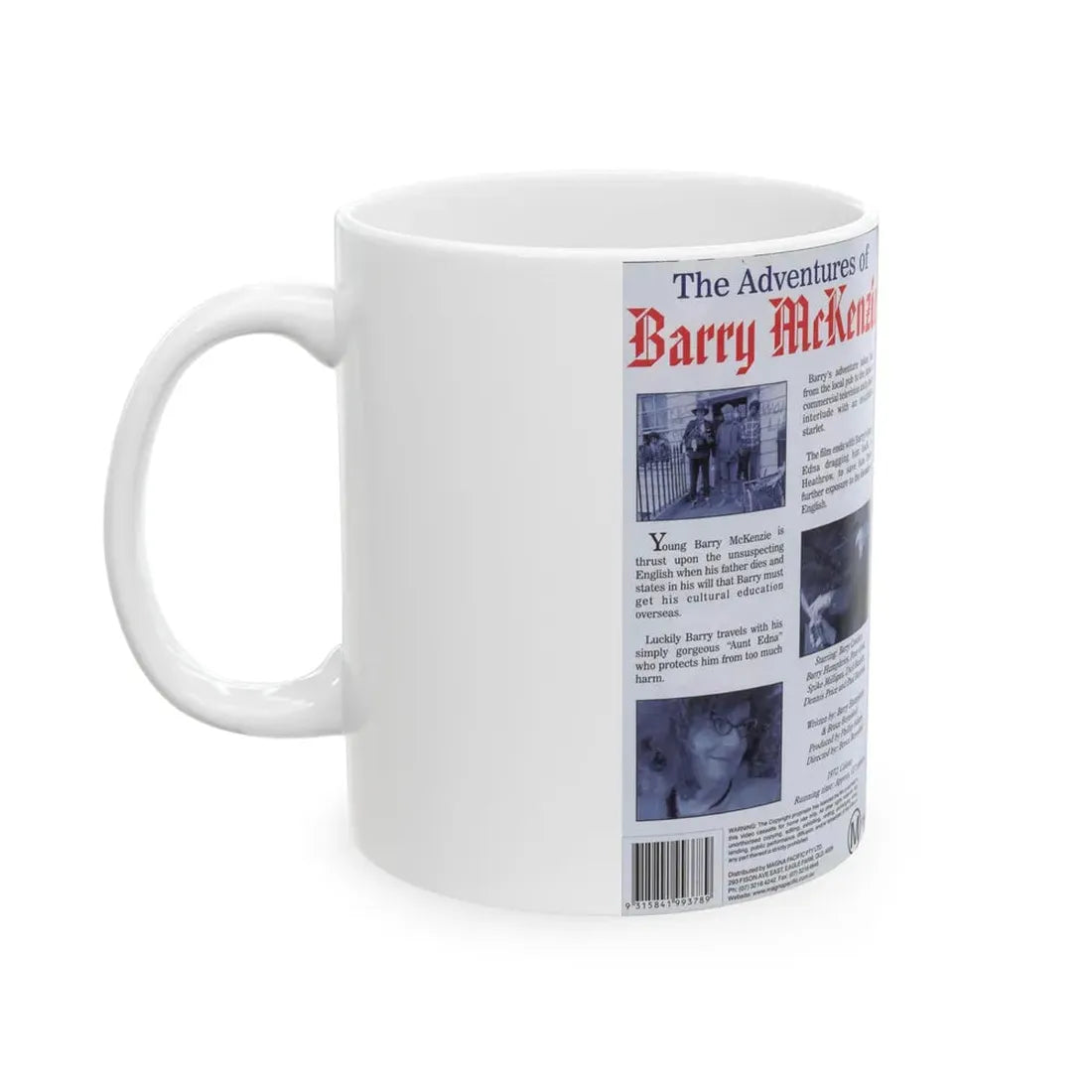 THE ADVENTURES OF BARRY MCKENZIE (VHS COVER) - White Coffee Mug - Go Mug Yourself