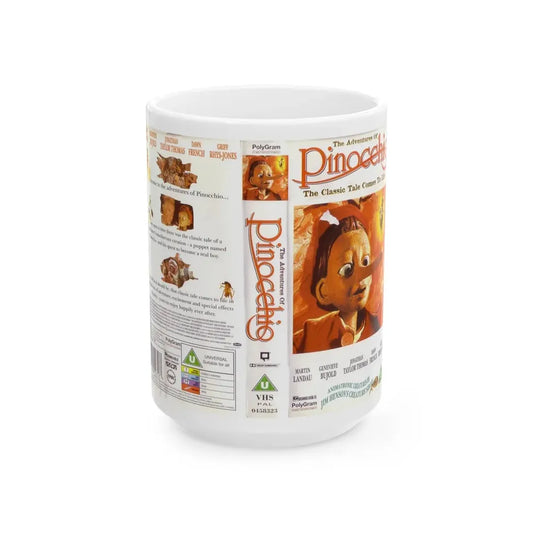 THE ADVENTURES OF PINOCCHIO (VHS COVER) - White Coffee Mug 15oz - Go Mug Yourself