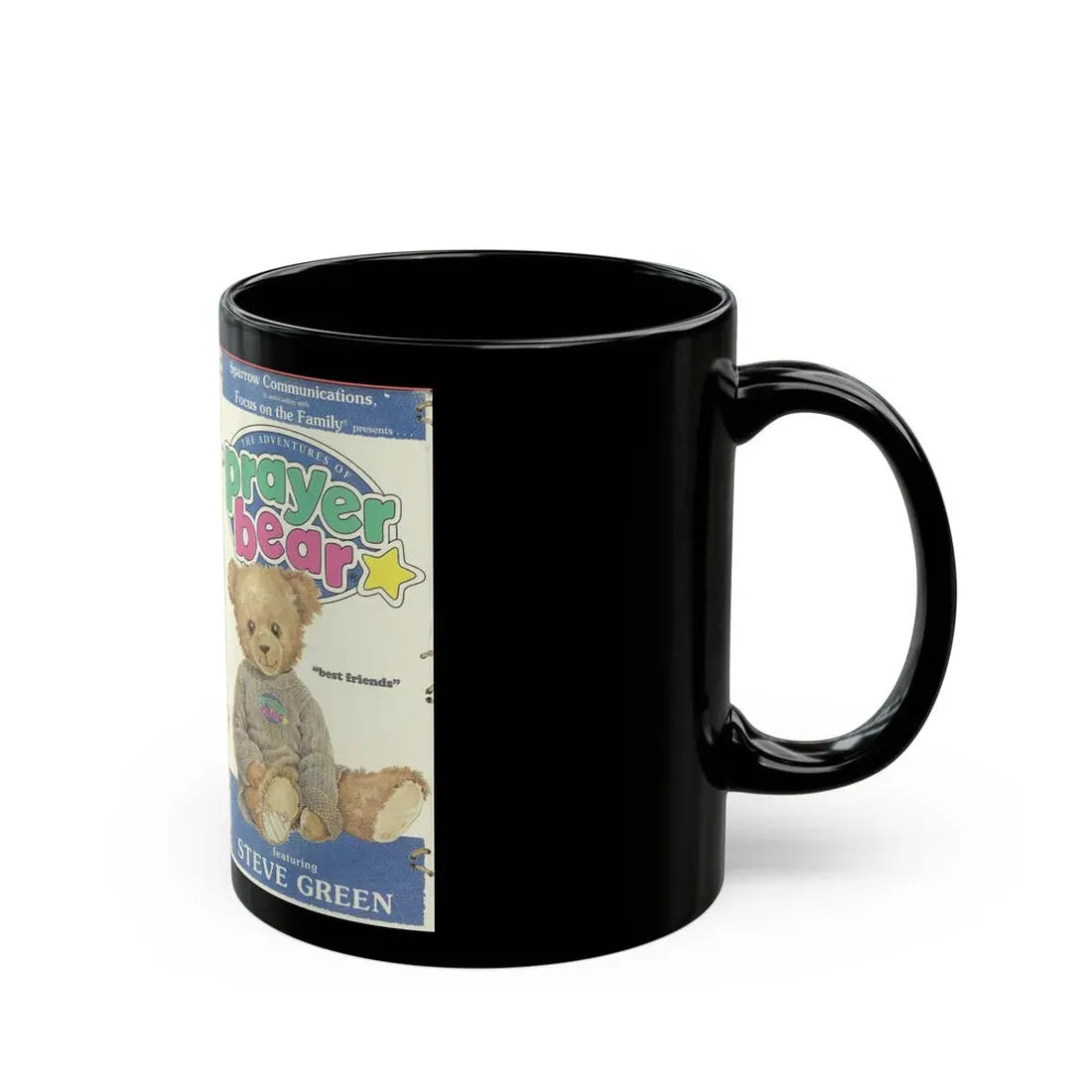 THE ADVENTURES OF PRAYER BEAR BEST FRIENDS FEATURING STEVE GREEN (VHS COVER) - Black Coffee Mug - Go Mug Yourself