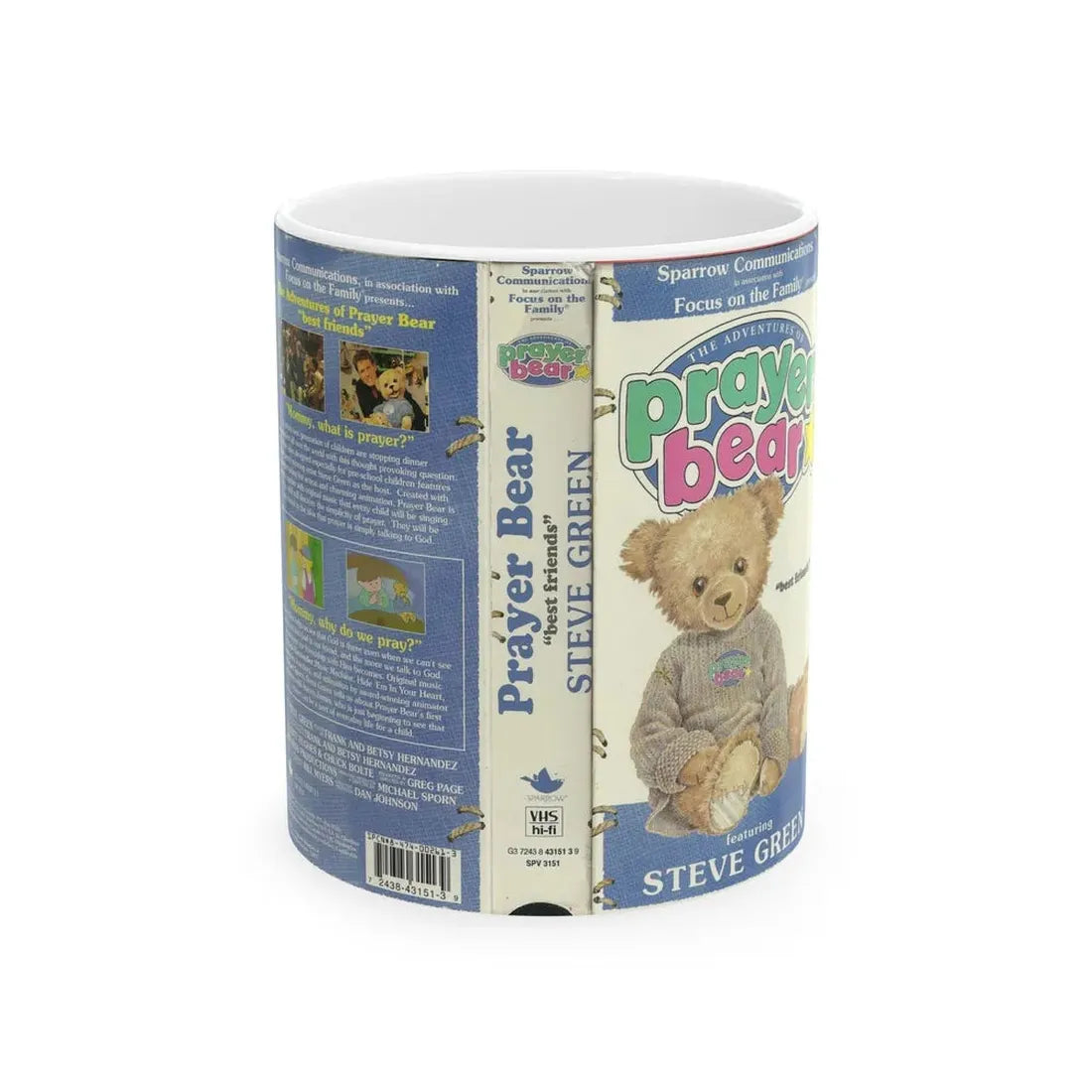 THE ADVENTURES OF PRAYER BEAR BEST FRIENDS FEATURING STEVE GREEN (VHS COVER) - White Coffee Mug 11oz - Go Mug Yourself