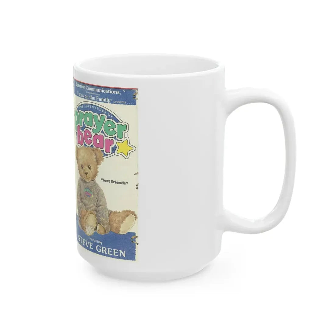 THE ADVENTURES OF PRAYER BEAR BEST FRIENDS FEATURING STEVE GREEN (VHS COVER) - White Coffee Mug - Go Mug Yourself
