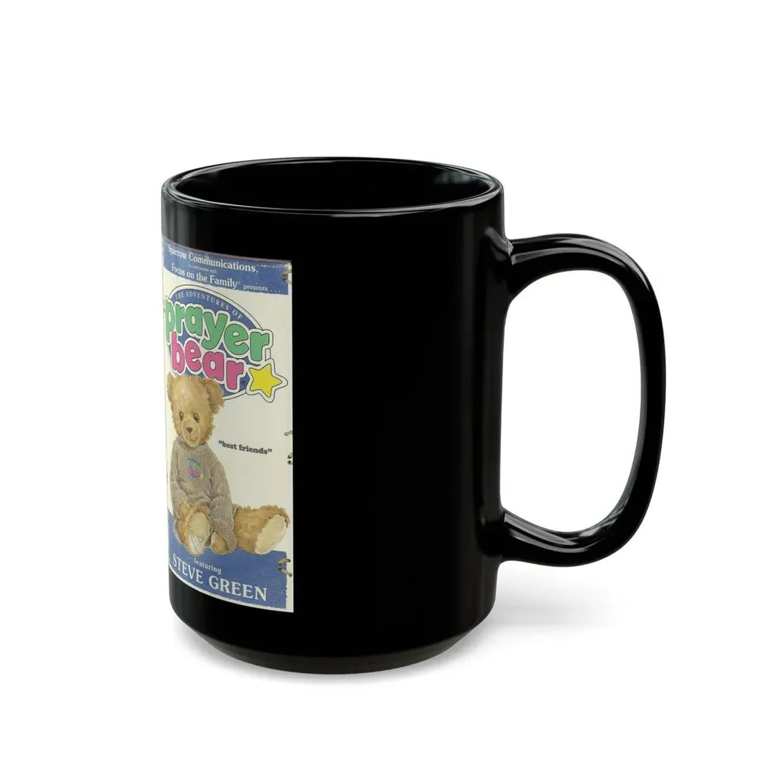 THE ADVENTURES OF PRAYER BEAR BEST FRIENDS (VHS COVER) - Black Coffee Mug - Go Mug Yourself