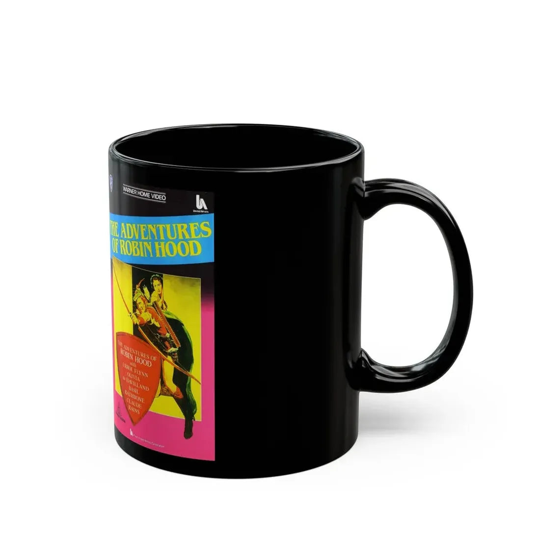 THE ADVENTURES OF ROBIN HOOD (VHS COVER) - Black Coffee Mug - Go Mug Yourself