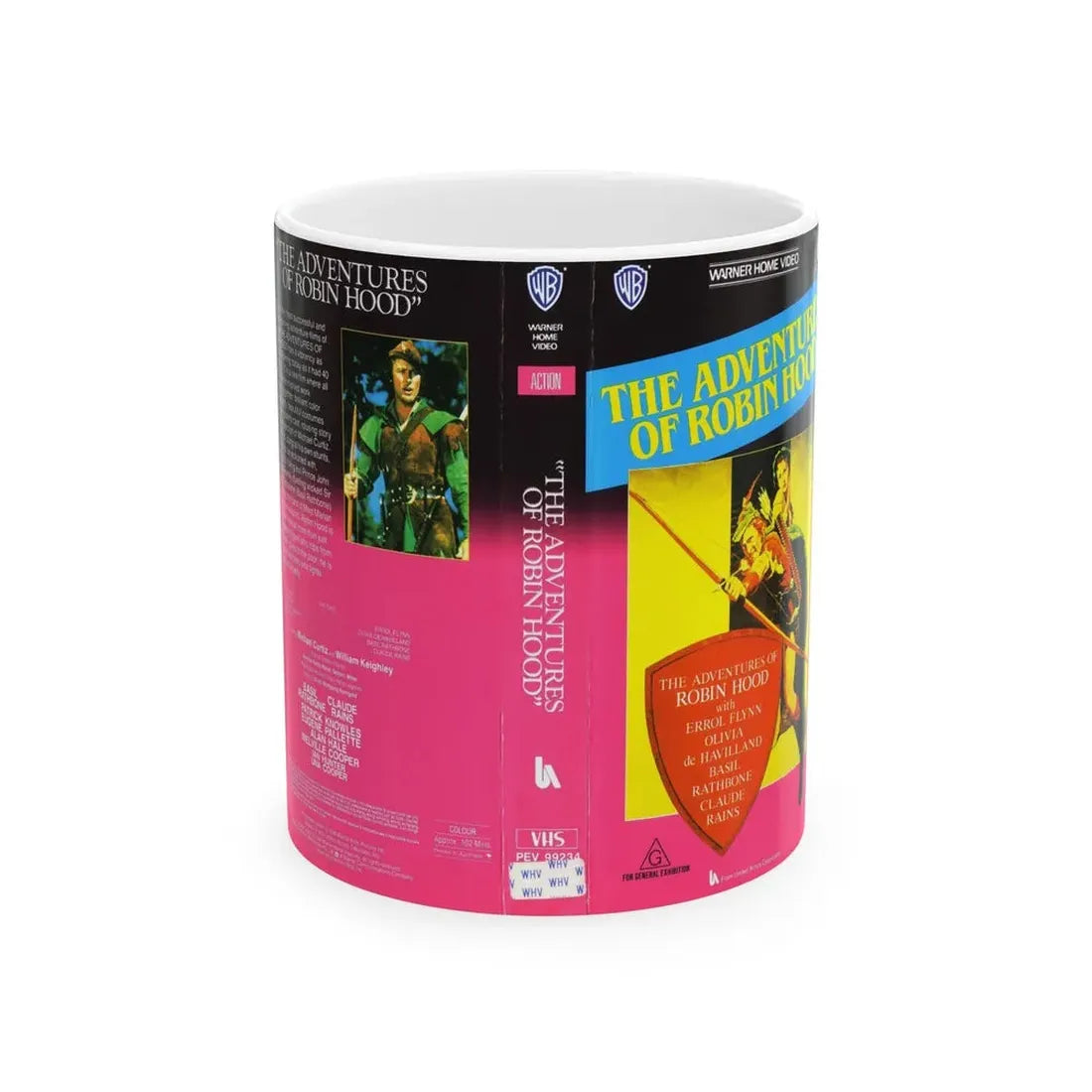 THE ADVENTURES OF ROBIN HOOD (VHS COVER) - White Coffee Mug 11oz - Go Mug Yourself