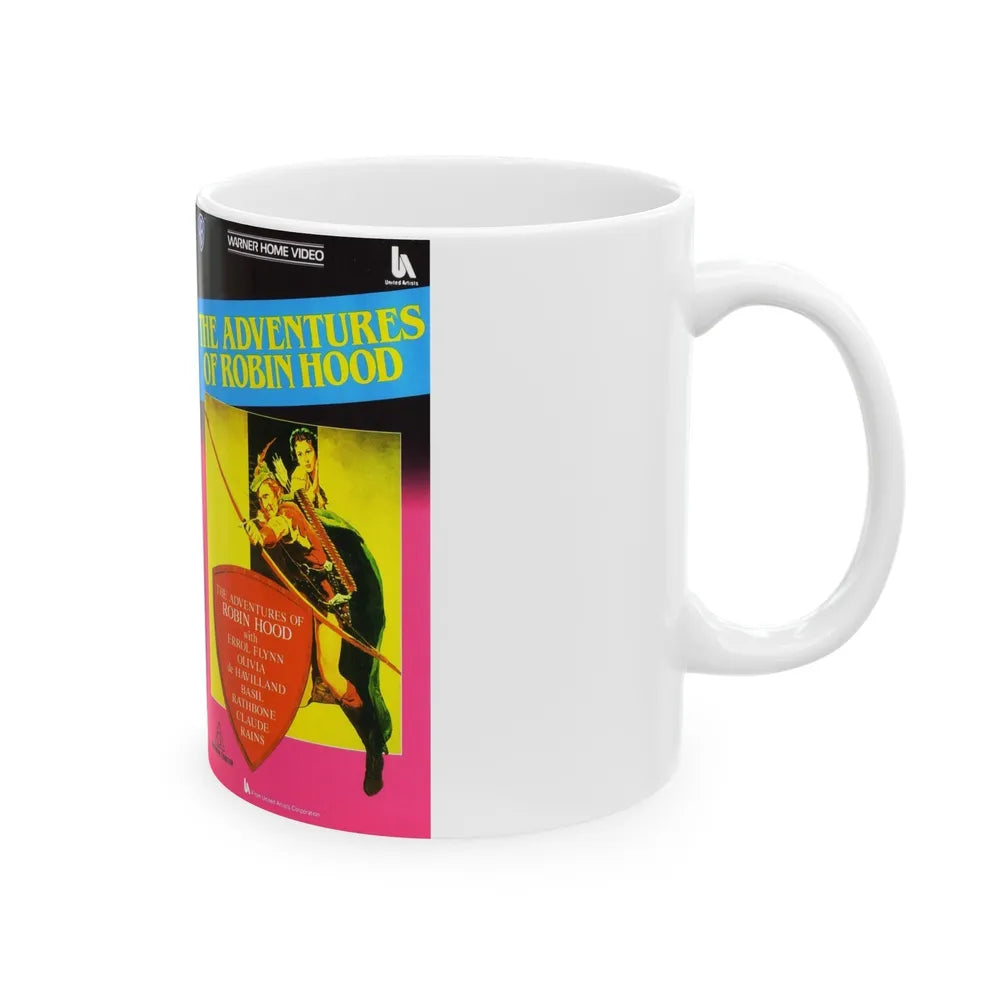 THE ADVENTURES OF ROBIN HOOD (VHS COVER) - White Coffee Mug-Go Mug Yourself