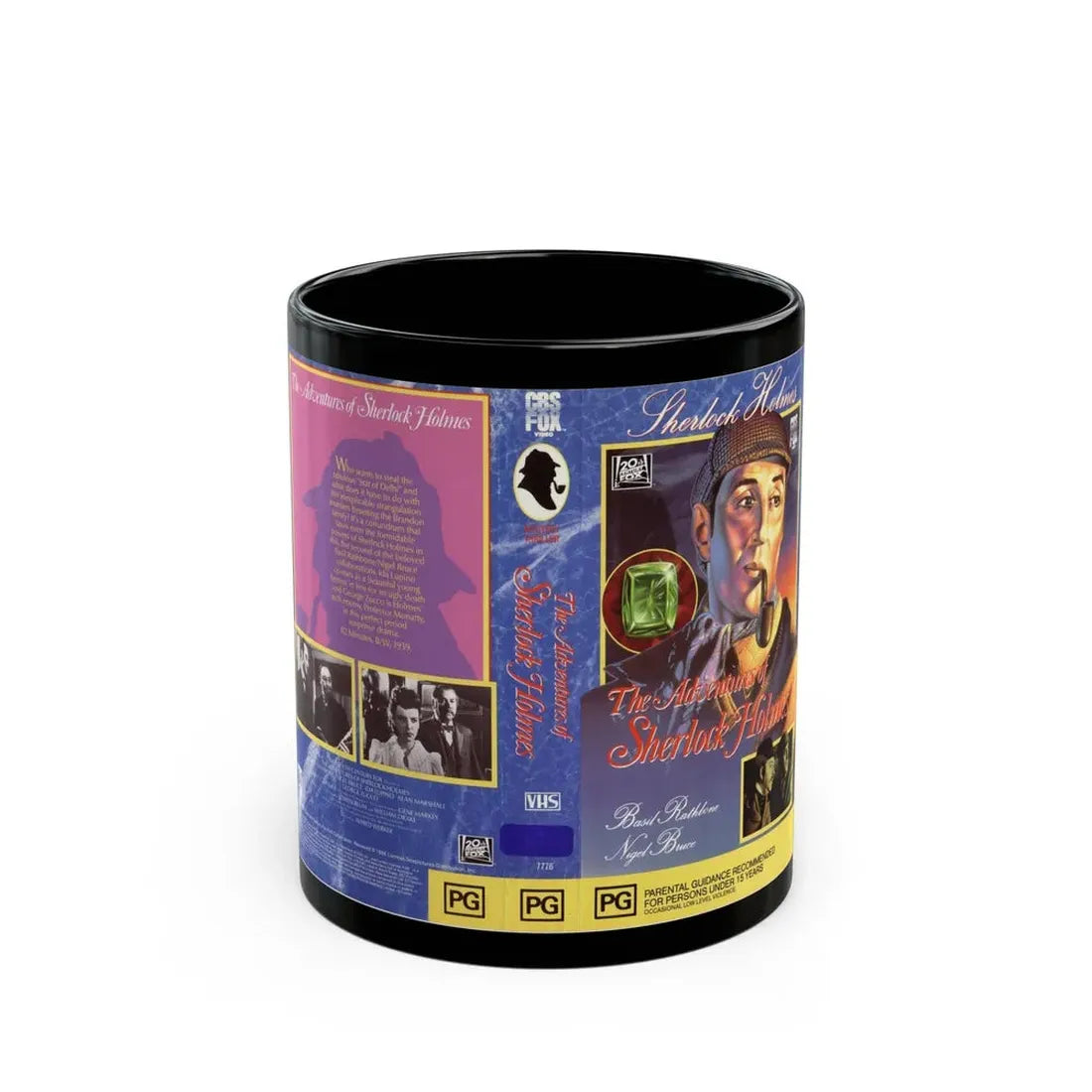 THE ADVENTURES OF SHERLOCK HOLMES (VHS COVER) - Black Coffee Mug 11oz - Go Mug Yourself