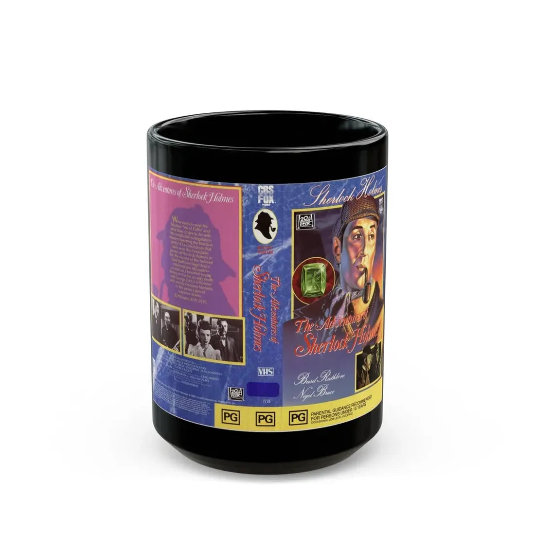 THE ADVENTURES OF SHERLOCK HOLMES (VHS COVER) - Black Coffee Mug 15oz - Go Mug Yourself