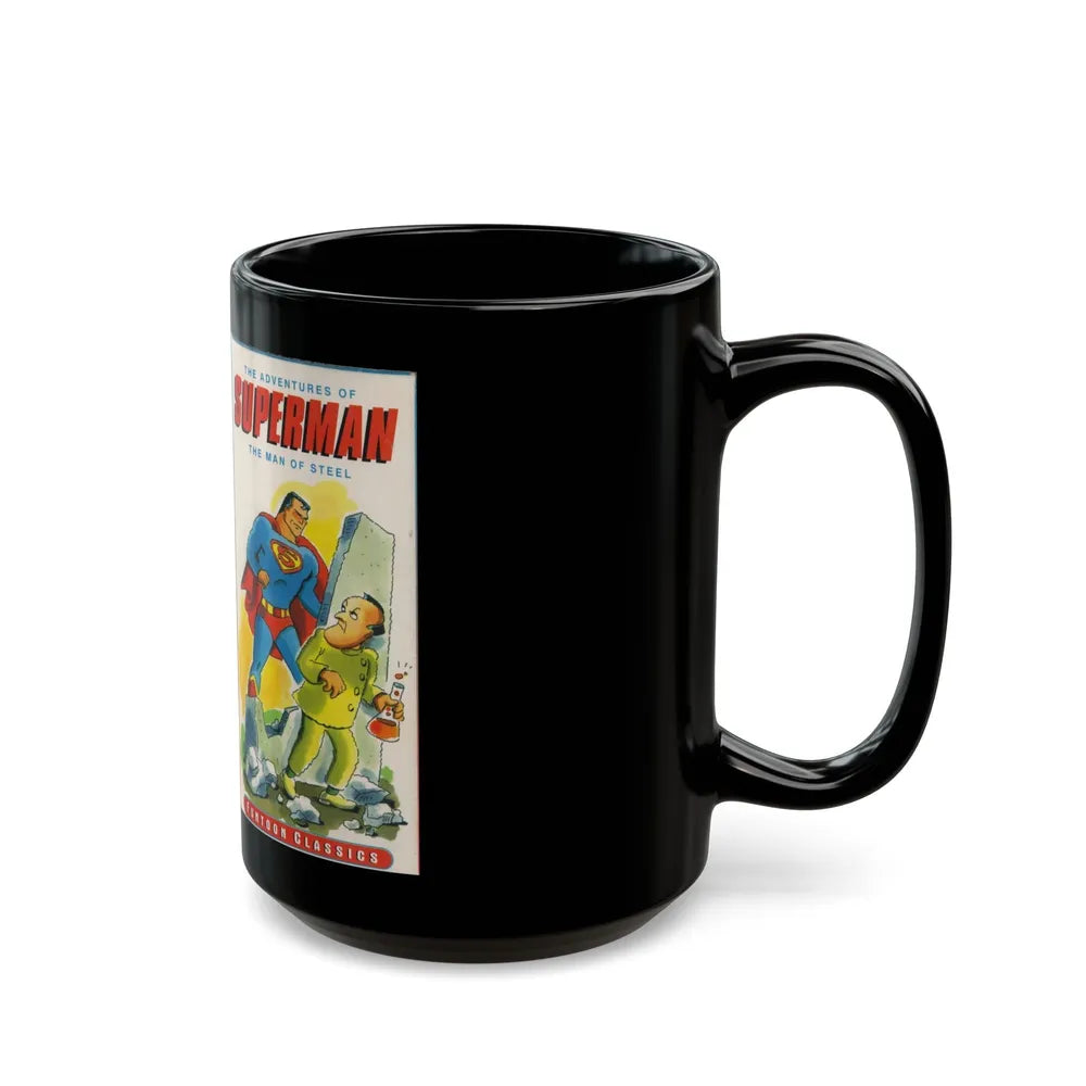 THE ADVENTURES OF SUPERMAN THE MAN OF STEEL FUNTOON CLASSICS (VHS COVER) - Black Coffee Mug-Go Mug Yourself