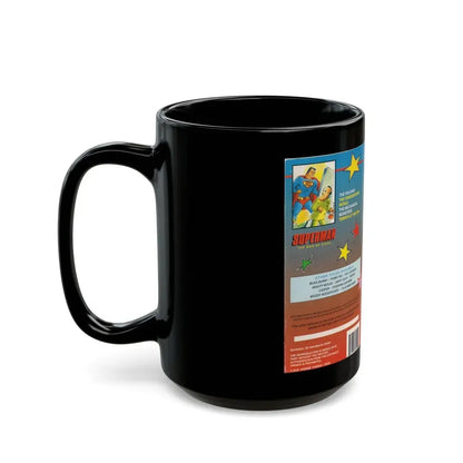 THE ADVENTURES OF SUPERMAN THE MAN OF STEEL FUNTOON CLASSICS (VHS COVER) - Black Coffee Mug - Go Mug Yourself