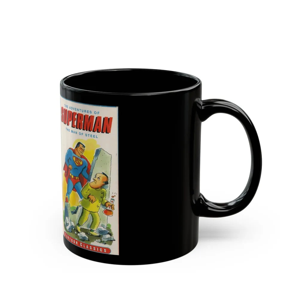 THE ADVENTURES OF SUPERMAN THE MAN OF STEEL FUNTOON CLASSICS (VHS COVER) - Black Coffee Mug-Go Mug Yourself