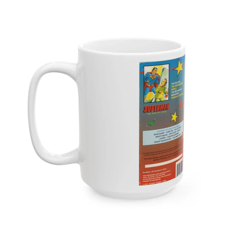 THE ADVENTURES OF SUPERMAN THE MAN OF STEEL FUNTOON CLASSICS (VHS COVER) - White Coffee Mug-Go Mug Yourself