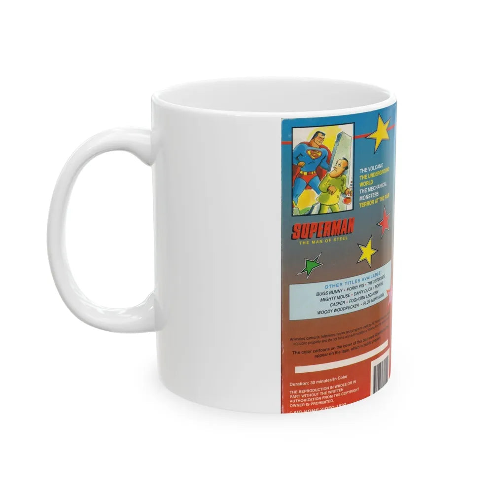 THE ADVENTURES OF SUPERMAN THE MAN OF STEEL FUNTOON CLASSICS (VHS COVER) - White Coffee Mug-Go Mug Yourself