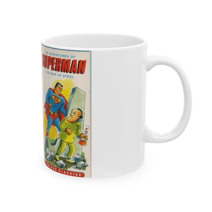 THE ADVENTURES OF SUPERMAN THE MAN OF STEEL FUNTOON CLASSICS (VHS COVER) - White Coffee Mug - Go Mug Yourself