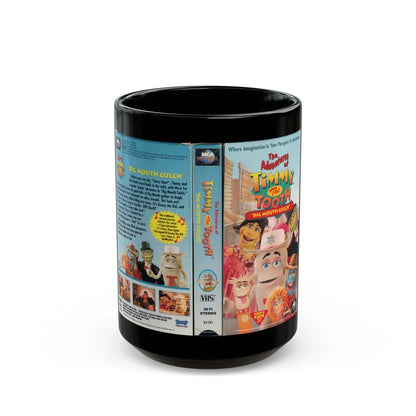 THE ADVENTURES OF TIMMY THE TOOTH BIG MOUTH GULCH (VHS COVER) - Black Coffee Mug-15oz-Go Mug Yourself