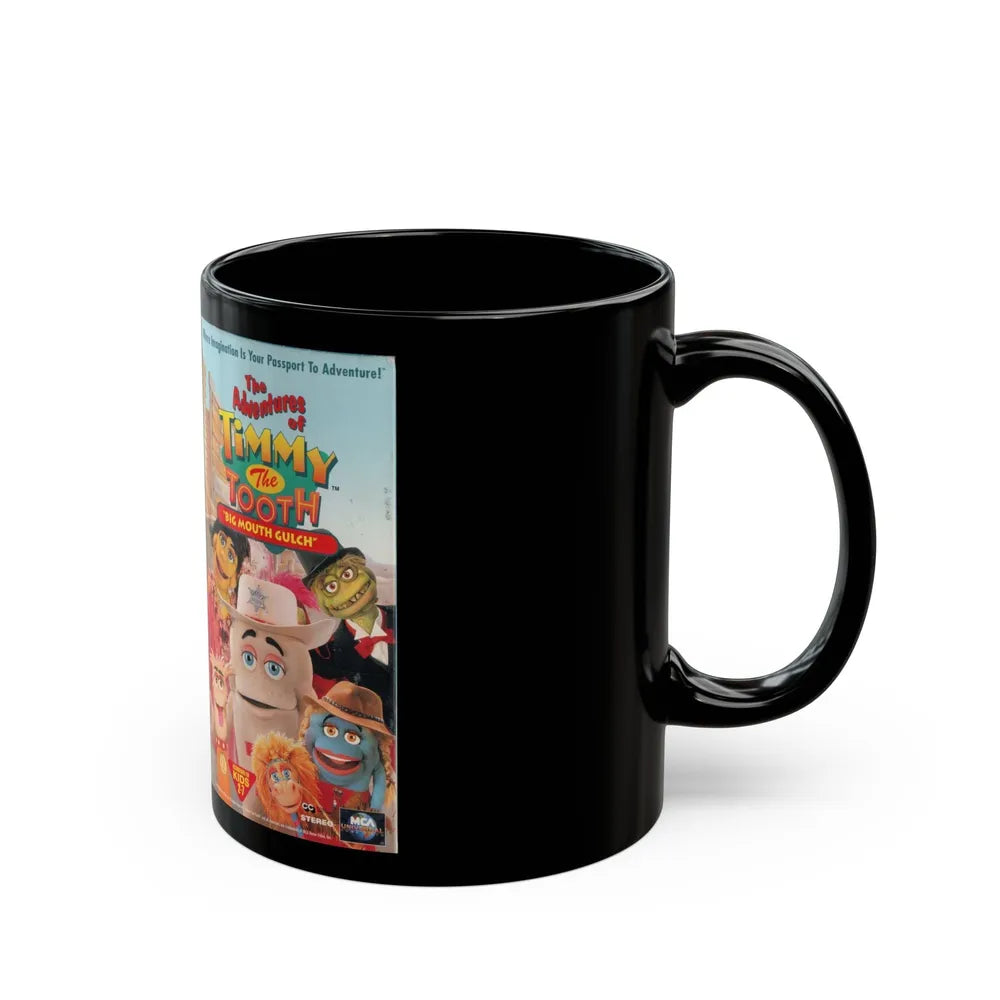 THE ADVENTURES OF TIMMY THE TOOTH BIG MOUTH GULCH (VHS COVER) - Black Coffee Mug-Go Mug Yourself