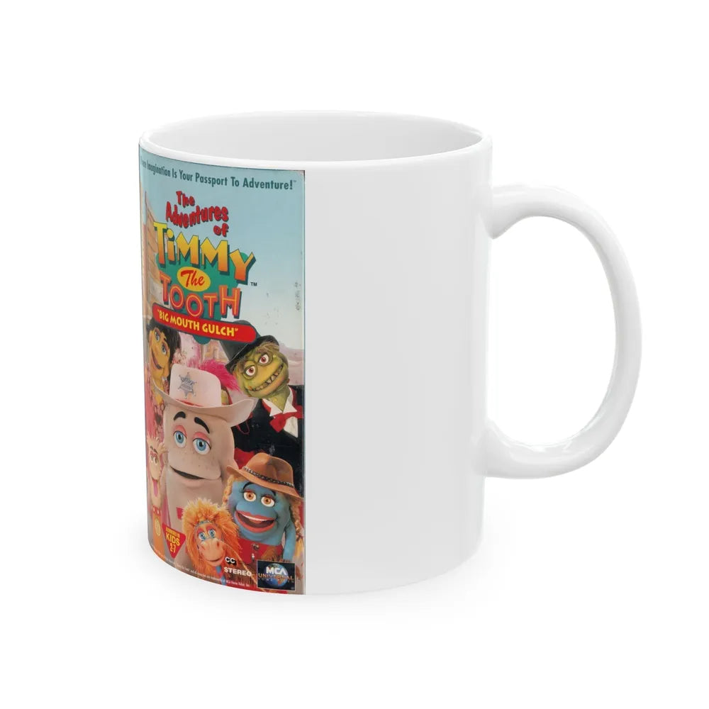 THE ADVENTURES OF TIMMY THE TOOTH BIG MOUTH GULCH (VHS COVER) - White Coffee Mug-Go Mug Yourself