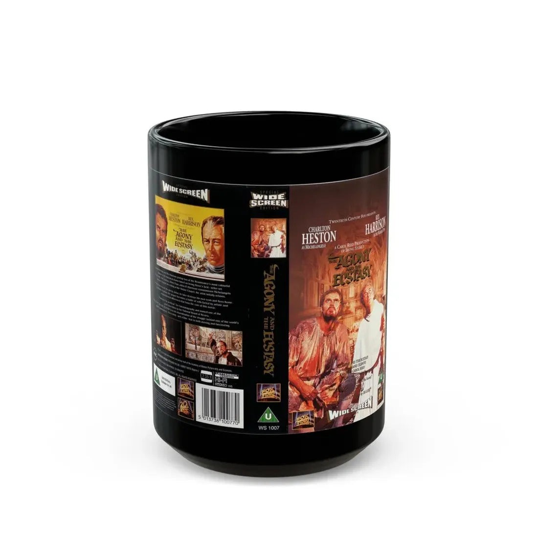 THE AGONY AND THE ECSTASY (VHS COVER) - Black Coffee Mug 15oz - Go Mug Yourself