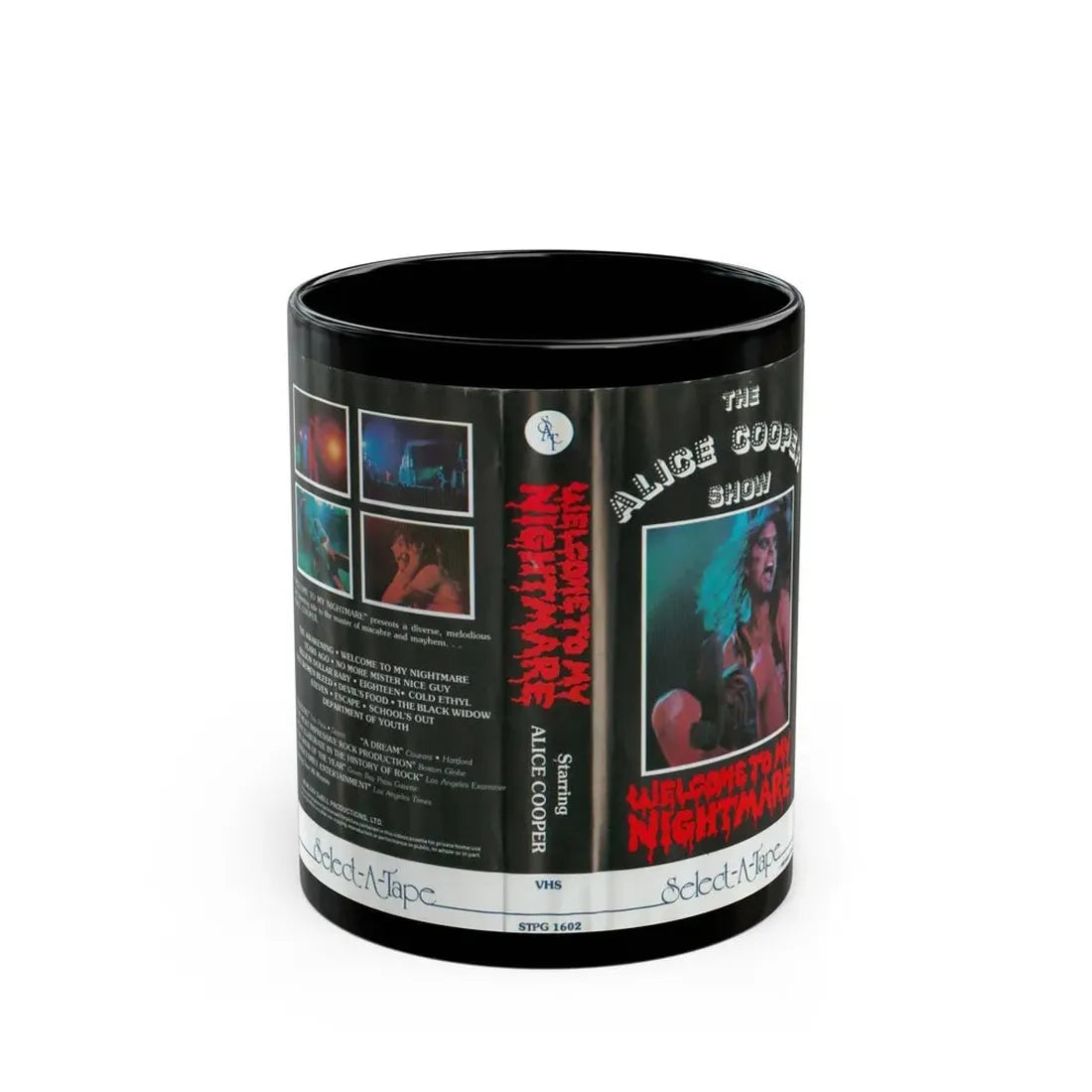 THE ALICE COOPER SHOW WELCOME TO MY NIGHTMARE (VHS COVER) - Black Coffee Mug 11oz - Go Mug Yourself