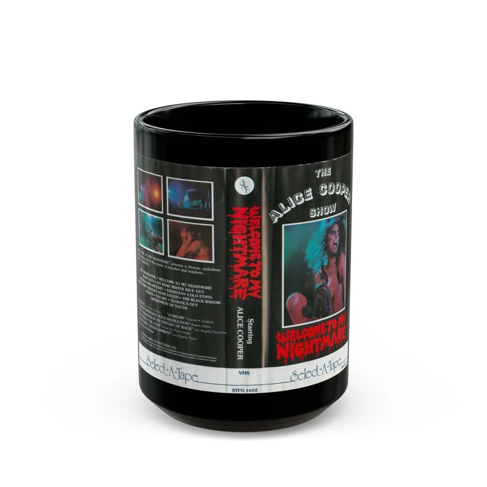 THE ALICE COOPER SHOW WELCOME TO MY NIGHTMARE (VHS COVER) - Black Coffee Mug-15oz-Go Mug Yourself