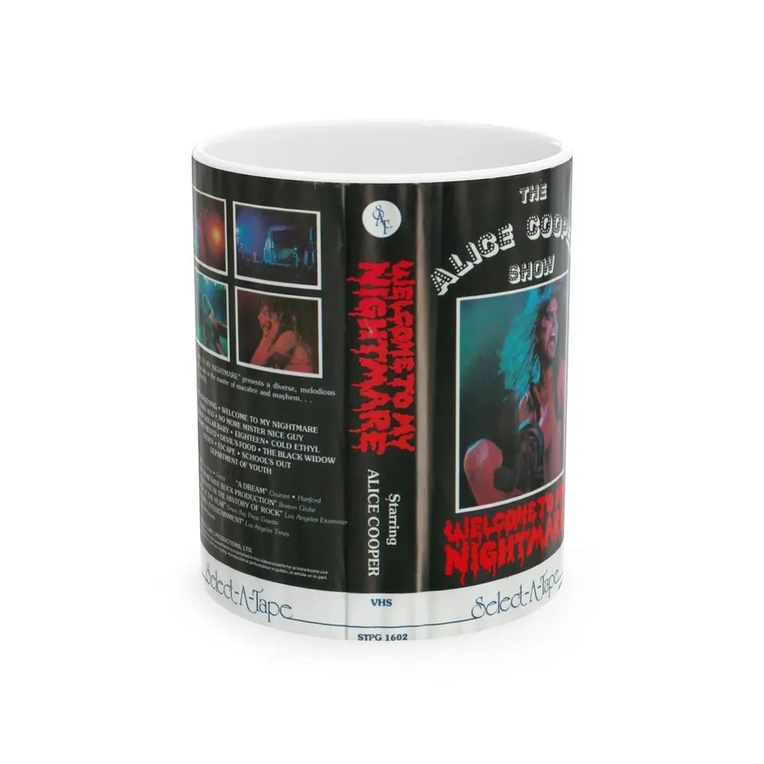 THE ALICE COOPER SHOW WELCOME TO MY NIGHTMARE (VHS COVER) - White Coffee Mug 11oz - Go Mug Yourself